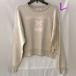 Stella Tweed Cream Sweater with Pink Cherry Design